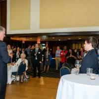 President Haas addresses room